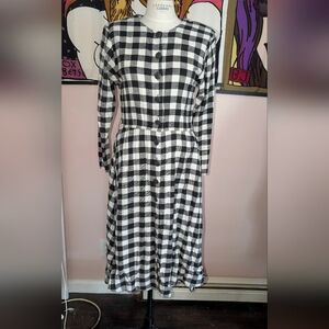 Classic Black and White Checkered Dress